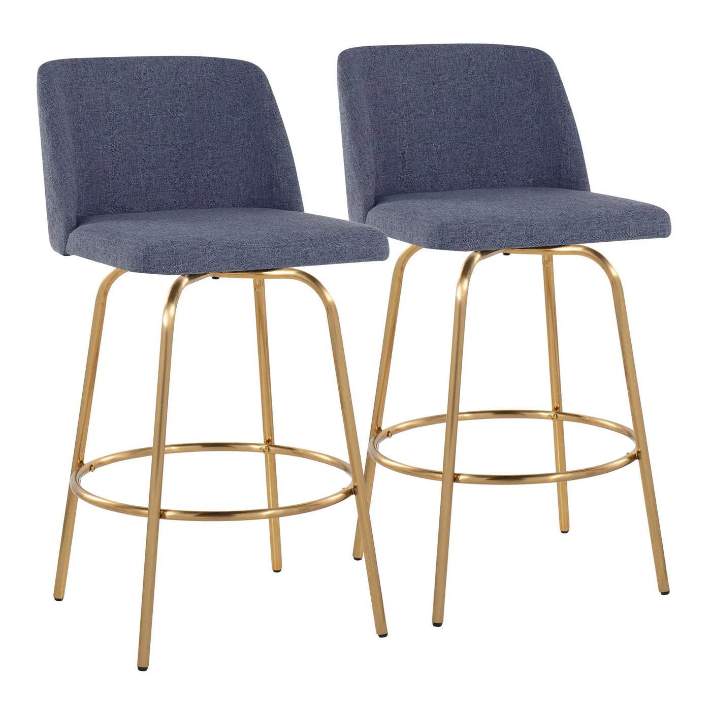 Toriano - Contemporary, Fixed Height Counter Stool With Swivel With Round Footrest (Set of 2) by HouseOfZazla