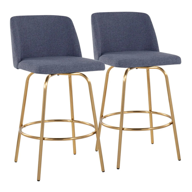 Toriano - Contemporary, Fixed Height Counter Stool With Swivel With Round Footrest (Set of 2) by HouseOfZazla