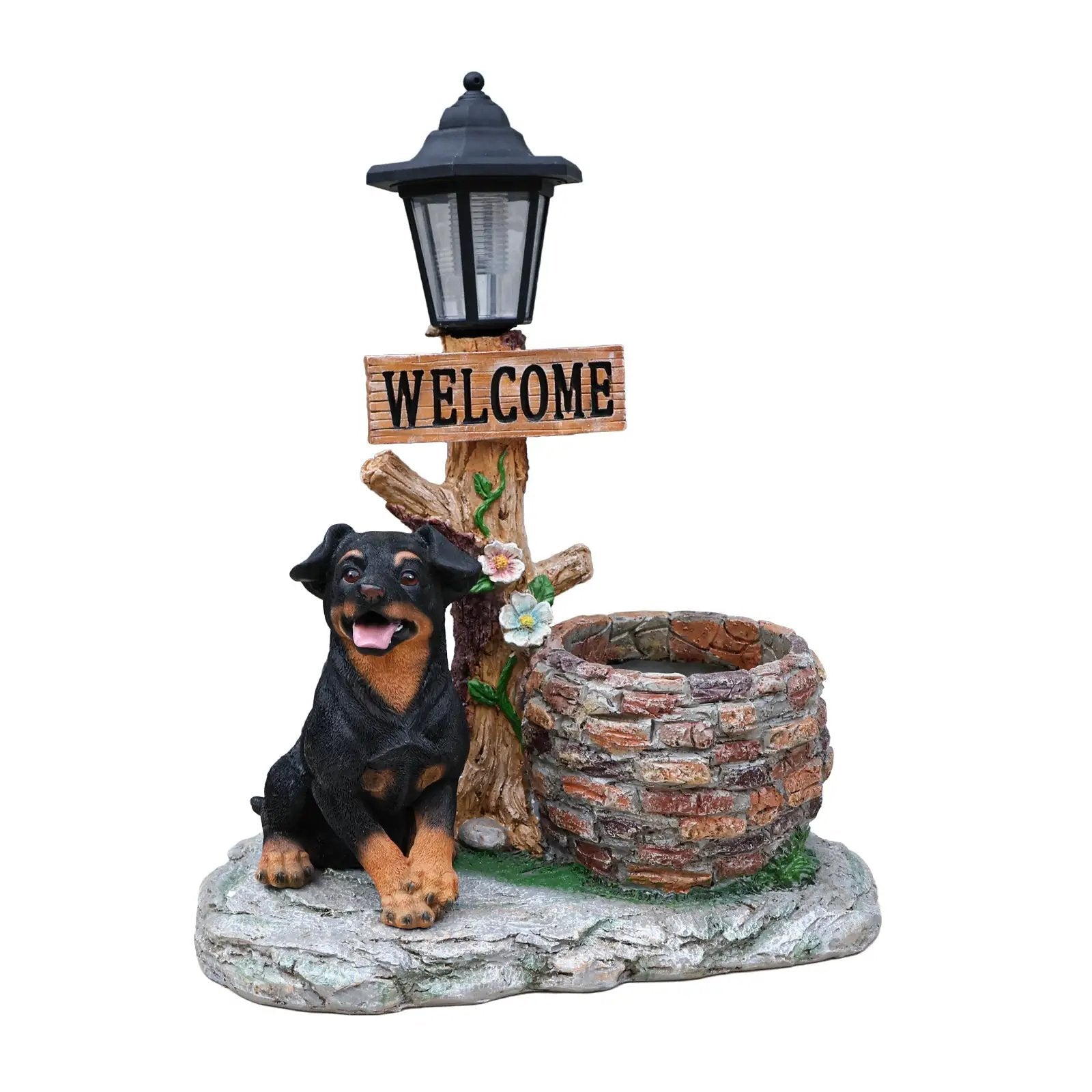 Puppy Dog Solar Planter Outdoor Statue by HouseOfZazla