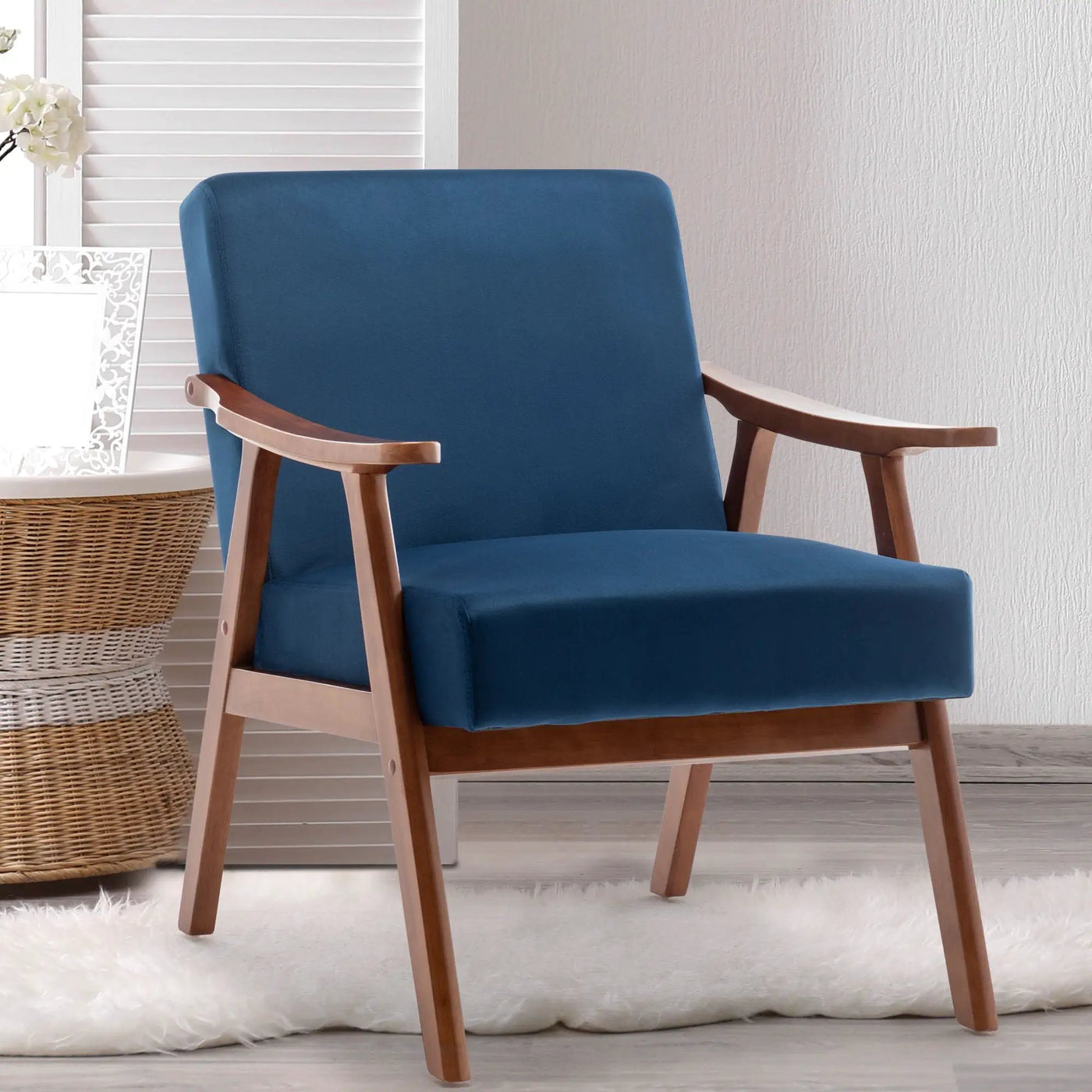 Mid Century Modern Accent Chair With Solid Wood Frame And Extra Thick Backrest by Unique Piece Furniture