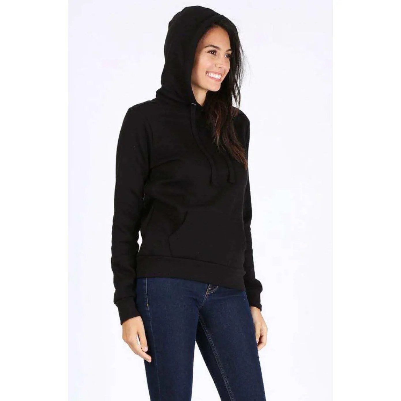 ROSIO Hoodies Basic Solid Fleece Pullover Hoodie Sweatshirt by Selzalot