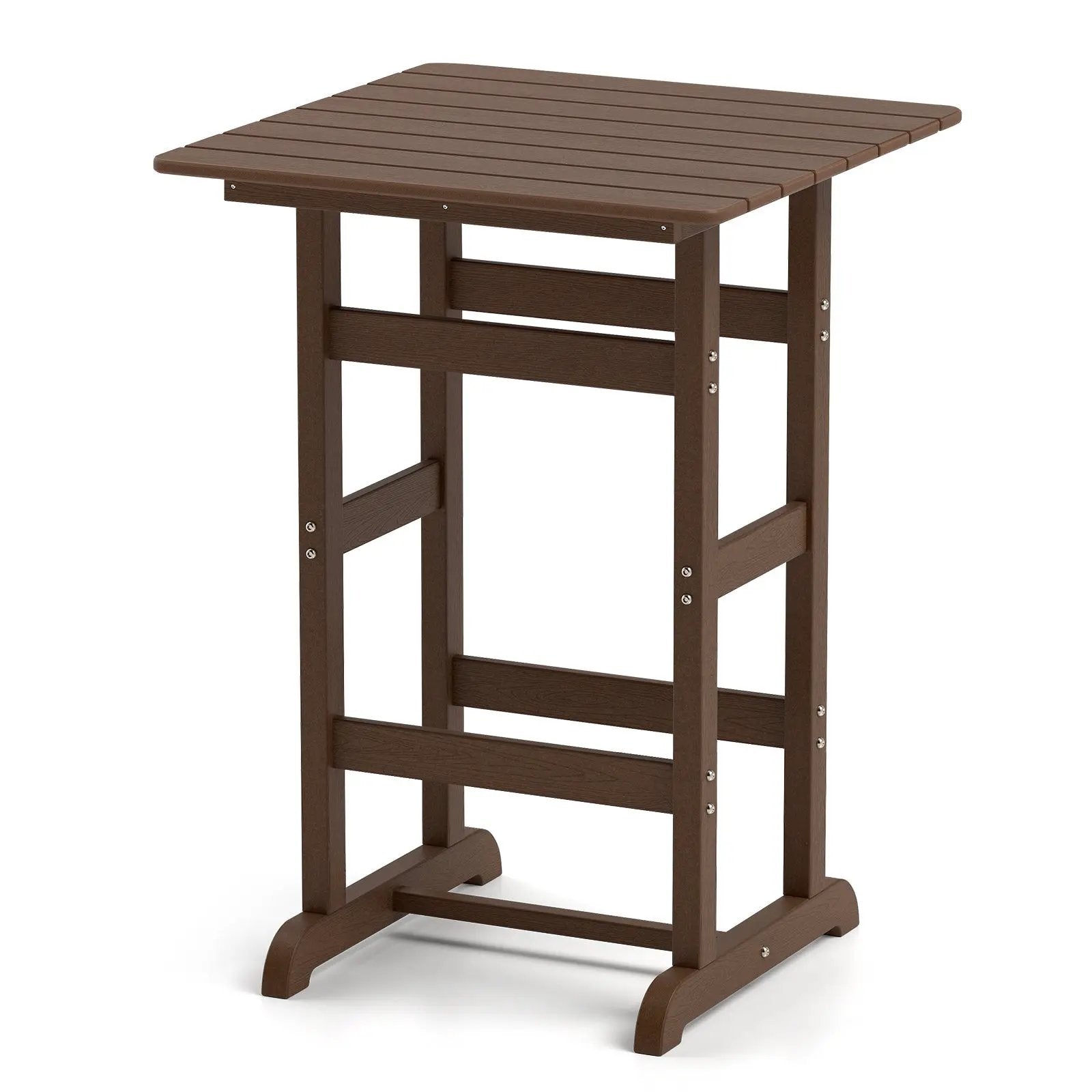 30 Inch Square Bar Table Dining Table with Slatted Tabletop for Poolside by DirectDeals