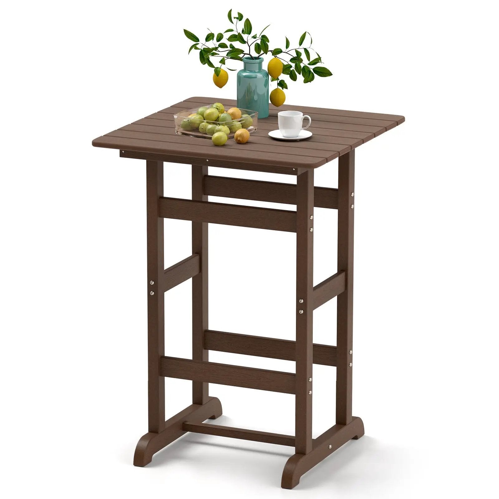 30 Inch Square Bar Table Dining Table with Slatted Tabletop for Poolside by DirectDeals