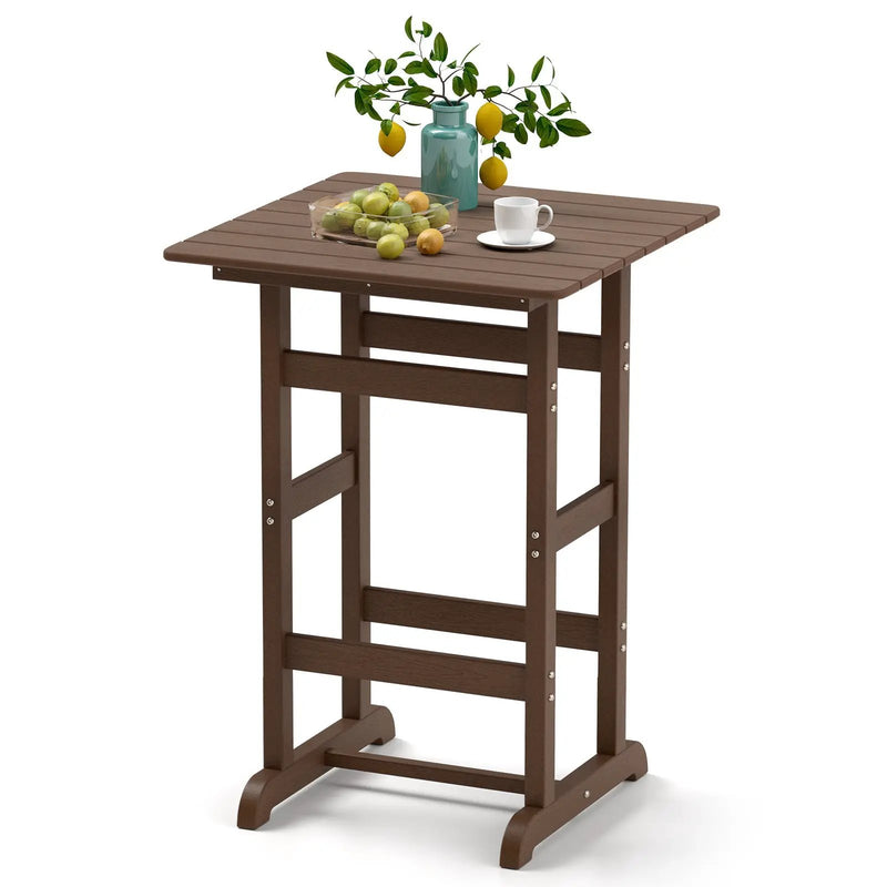 30 Inch Square Bar Table Dining Table with Slatted Tabletop for Poolside by DirectDeals