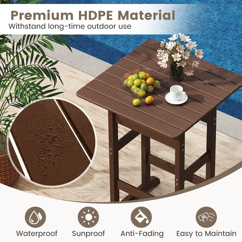 30 Inch Square Bar Table Dining Table with Slatted Tabletop for Poolside by DirectDeals