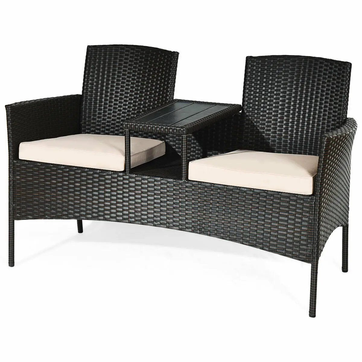 Modern Patio Conversation Set with Built-in Coffee Table and Cushions, photo 4 of 10