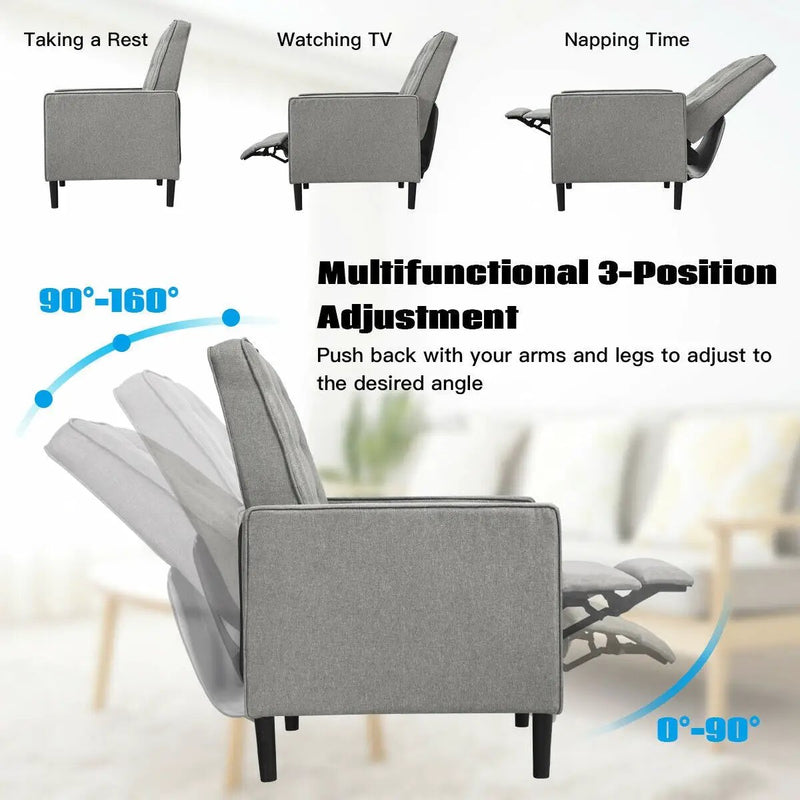 Mid-Century Push Back Recliner Chair by DirectDeals
