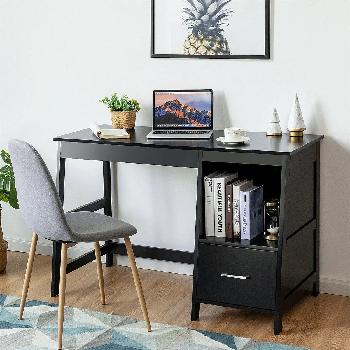 47.5 Inch Modern Home Computer Desk with 2 Storage Drawers, photo 15 of 16