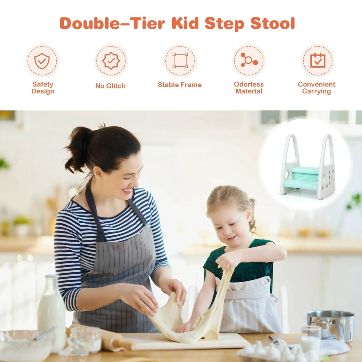 Kids Step Stool Learning Helper with Armrest for Kitchen Toilet Potty Training, photo 3 of 10