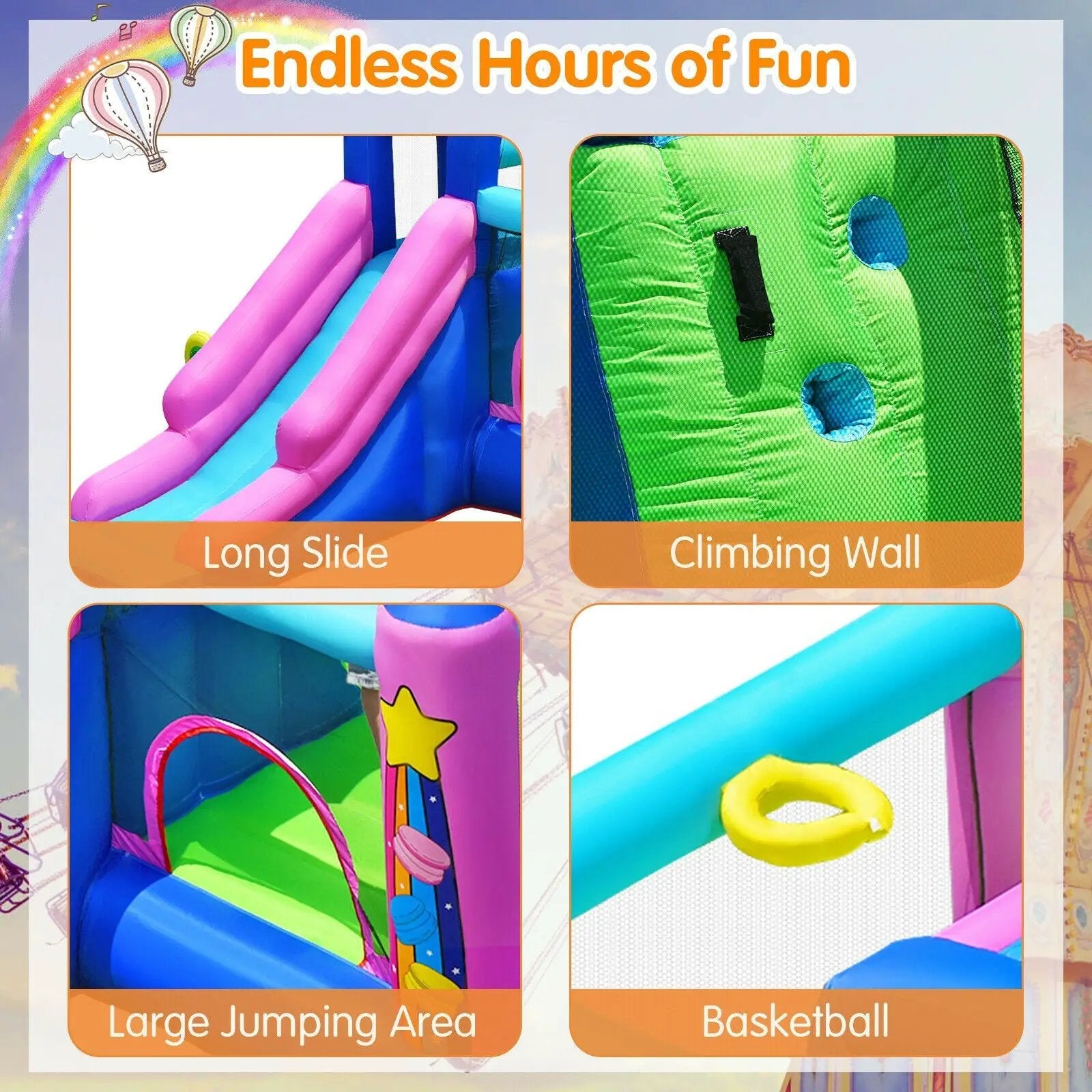 Inflatable Bounce Castle with Dual Slides and Climbing Wall without Blower by DirectDeals