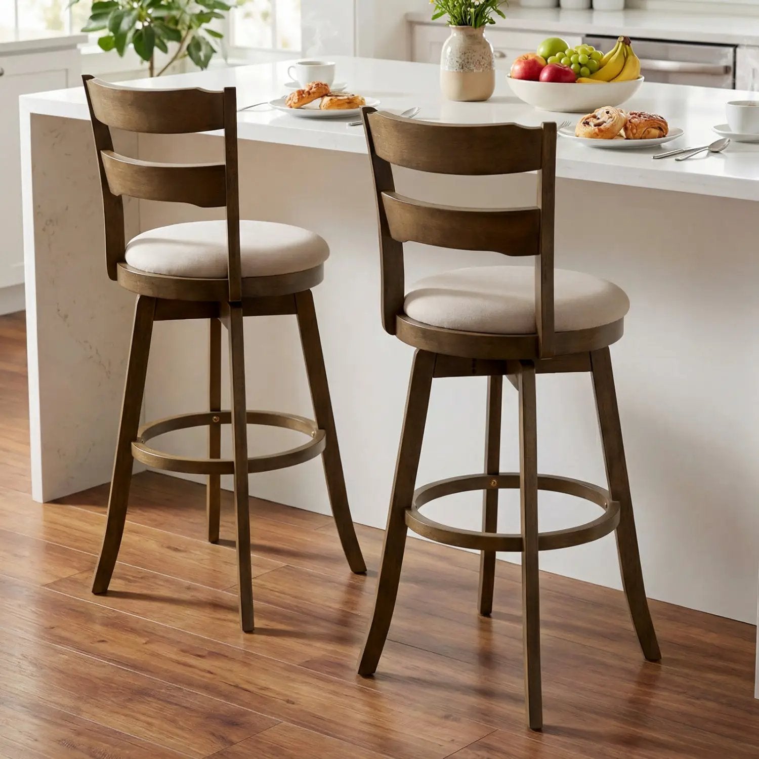 30.5 Inch Swivel Barstools with Backrest & Upholstered Seat by DirectDeals