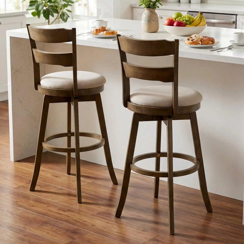 30.5 Inch Swivel Barstools with Backrest & Upholstered Seat by DirectDeals