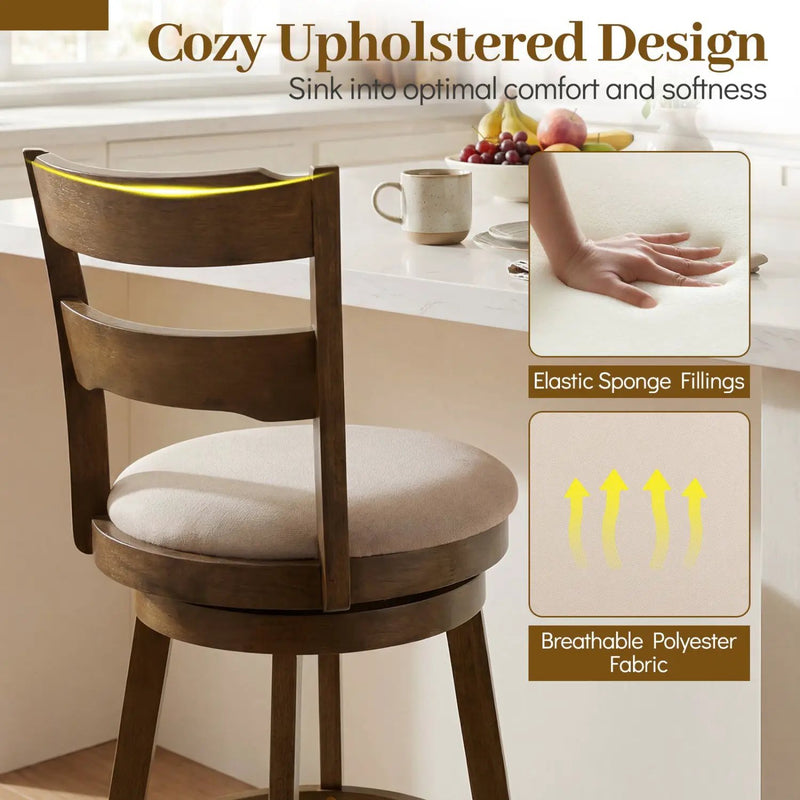 30.5 Inch Swivel Barstools with Backrest & Upholstered Seat by DirectDeals
