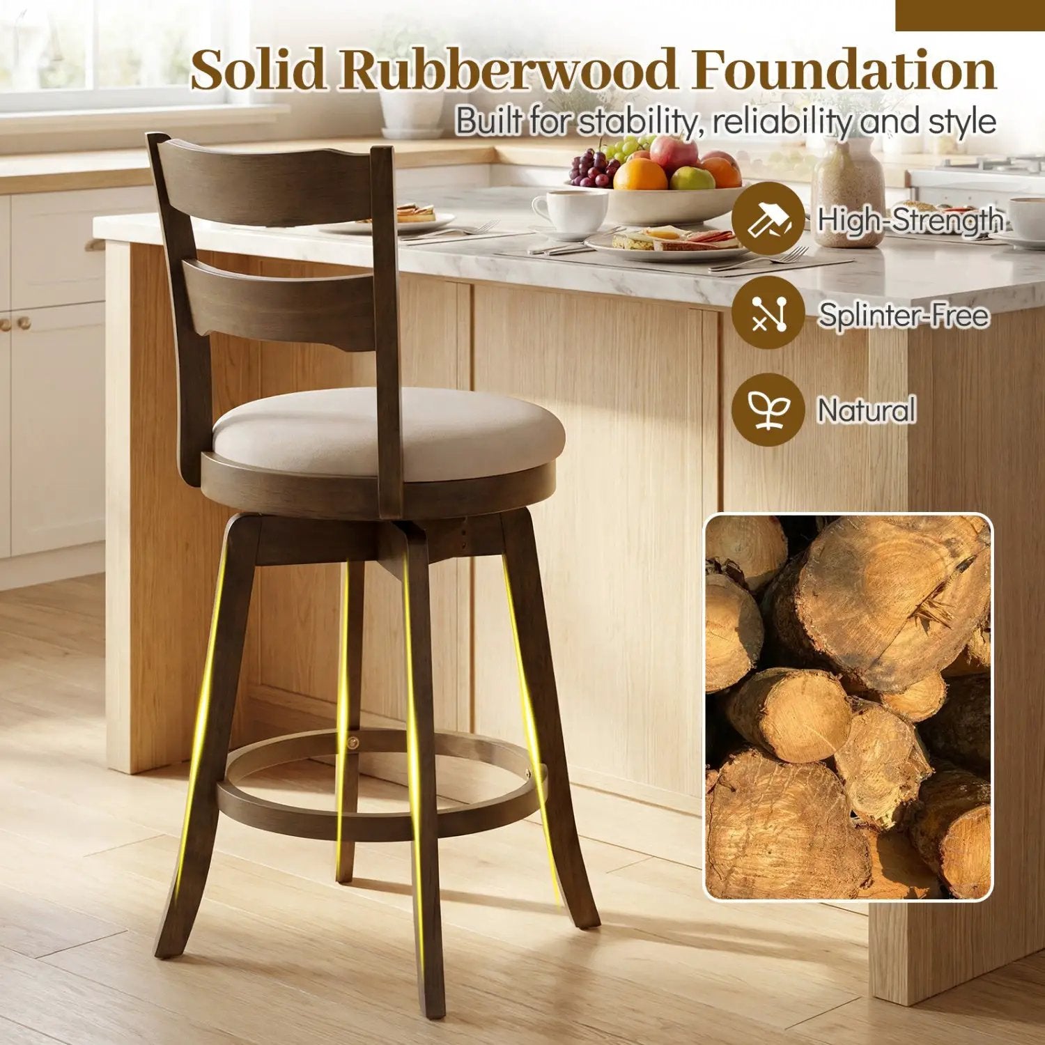 30.5 Inch Swivel Barstools with Backrest & Upholstered Seat by DirectDeals