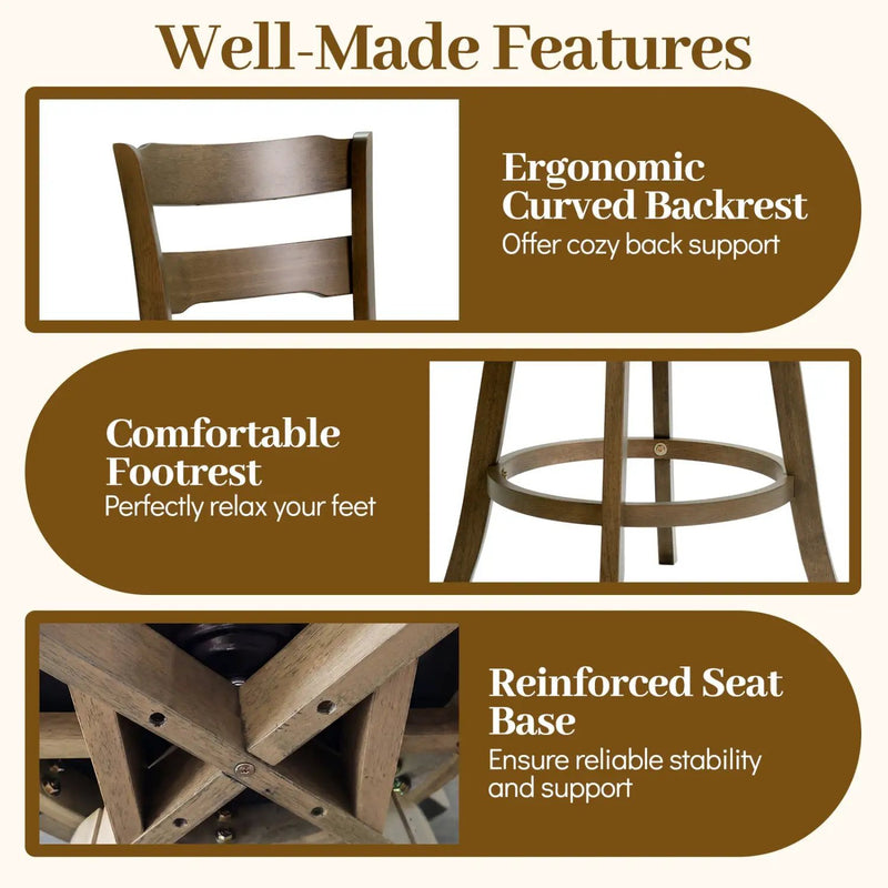 30.5 Inch Swivel Barstools with Backrest & Upholstered Seat by DirectDeals
