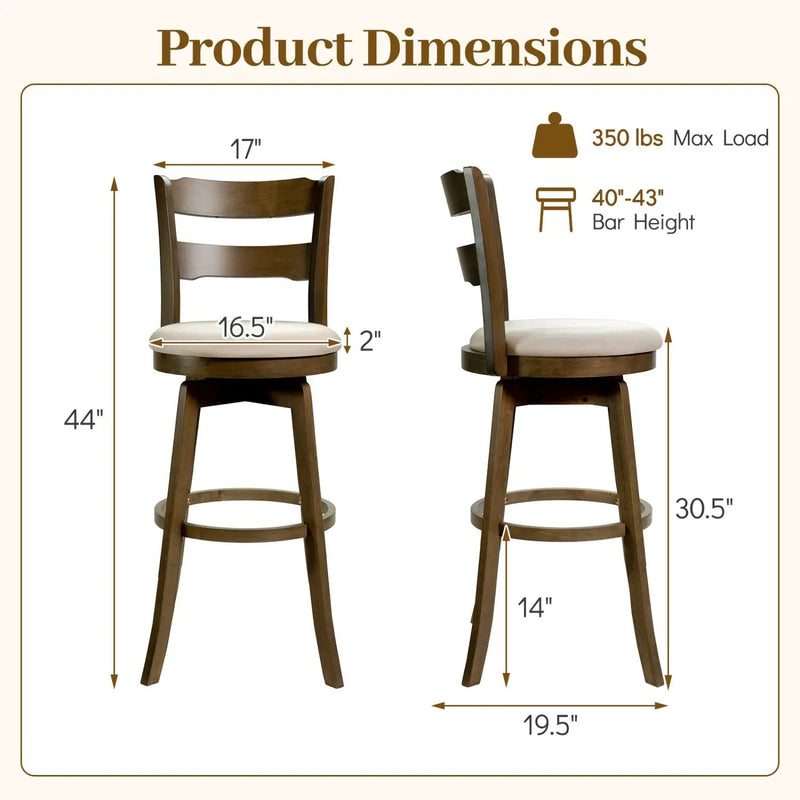 30.5 Inch Swivel Barstools with Backrest & Upholstered Seat by DirectDeals