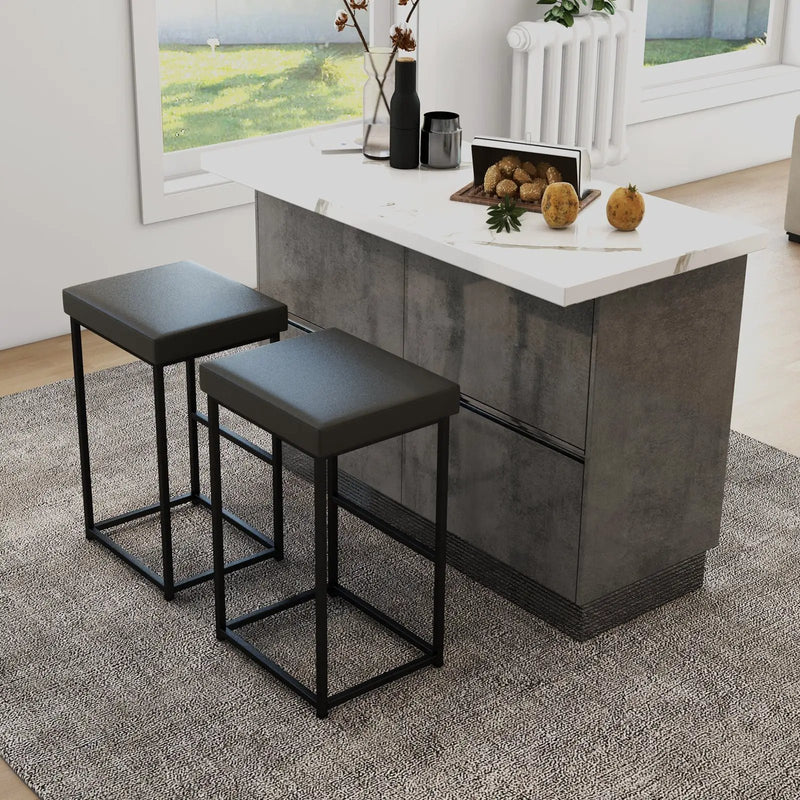 30 Inch Barstools Set of 2 with PU Leather Cover by DirectDeals