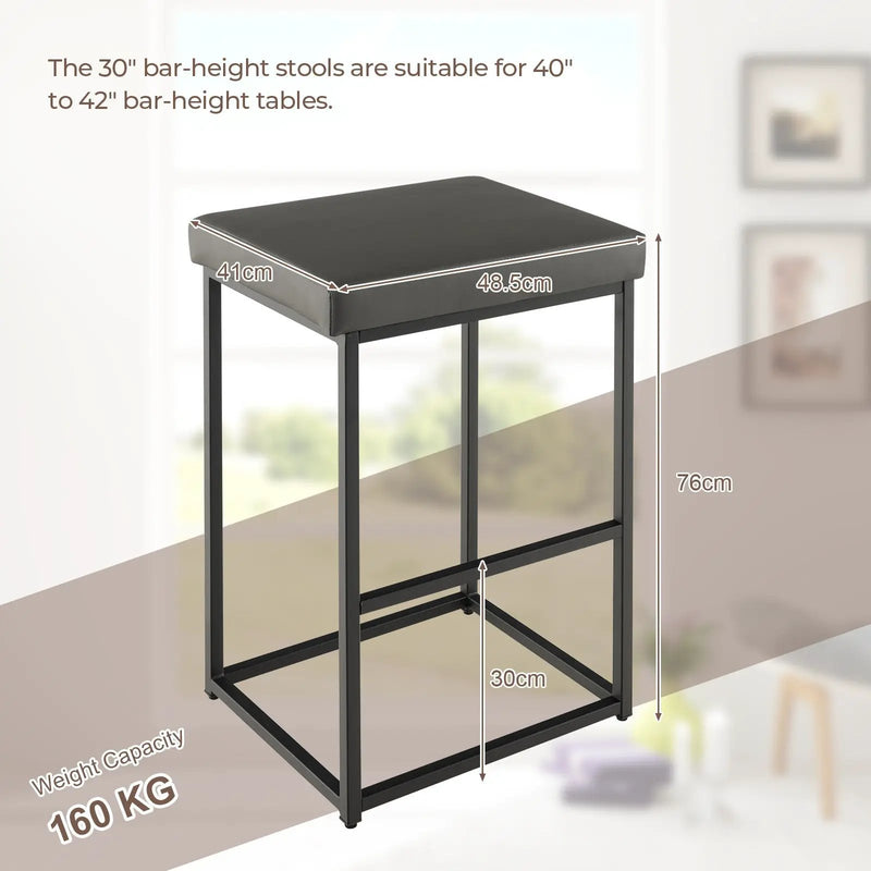 30 Inch Barstools Set of 2 with PU Leather Cover by DirectDeals