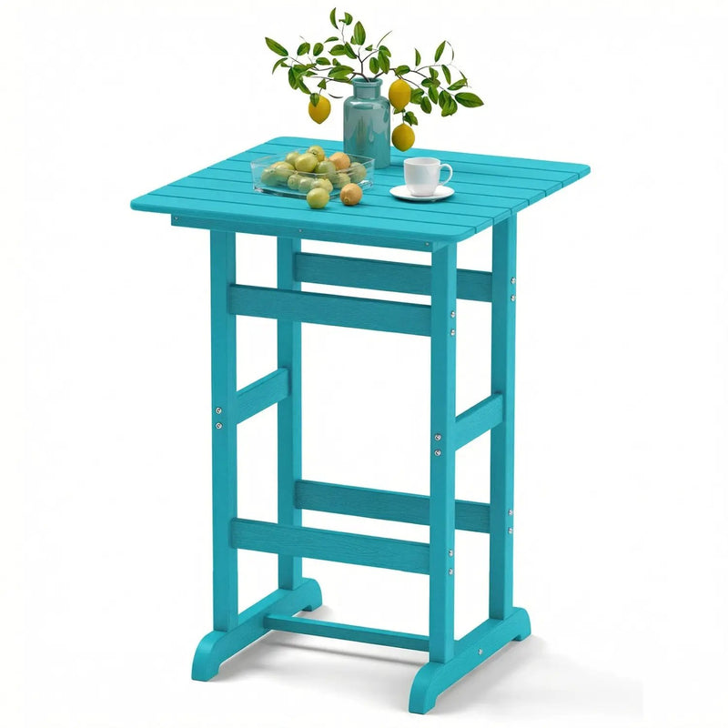 30 Inch Square Bar Table Dining Table with Slatted Tabletop for Poolside by DirectDeals