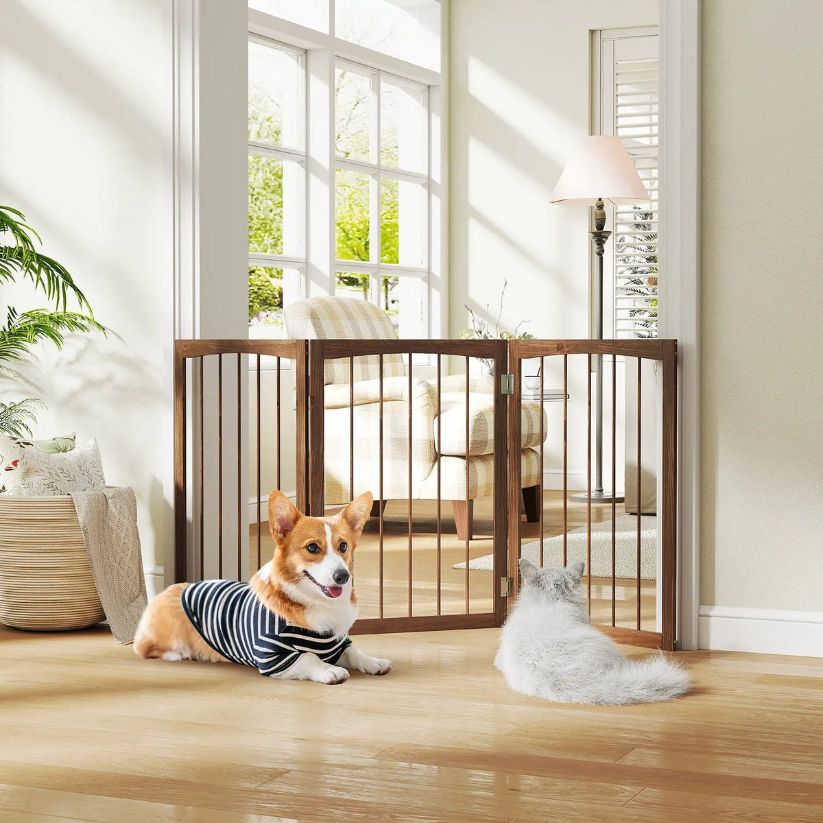 30 Inch Tall Wooden Pet Fence for Cats Small and Medium Dogs
