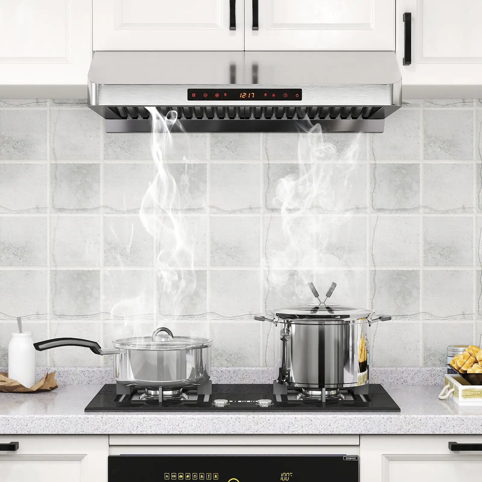 30 Inch Under Cabinet Range Hood with Oil Collector 900 CFM Stainless Steel Kitchen Vent-Silver by DirectDeals