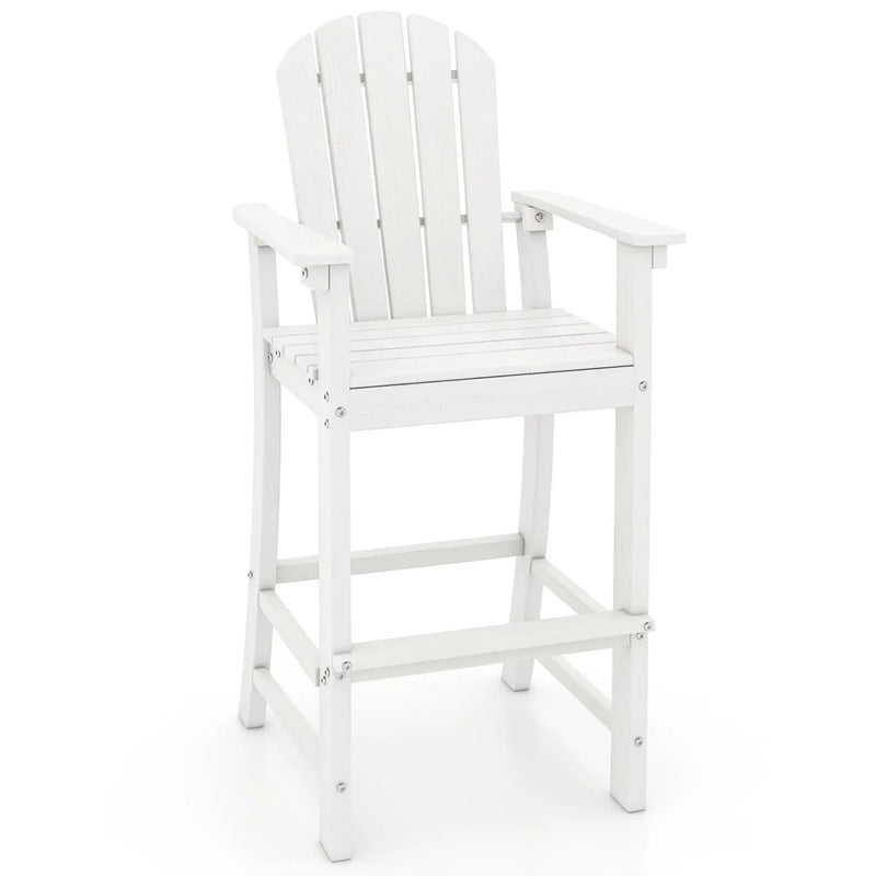 30 Inches Counter Height Outdoor HDPE Bar Stool with Armrests and Footrest by DirectDeals