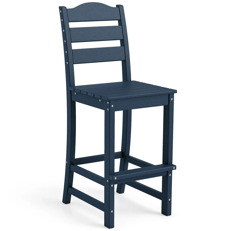 30 Inches Counter Height HDPE Bar Stool with Backrest and Footrest by DirectDeals