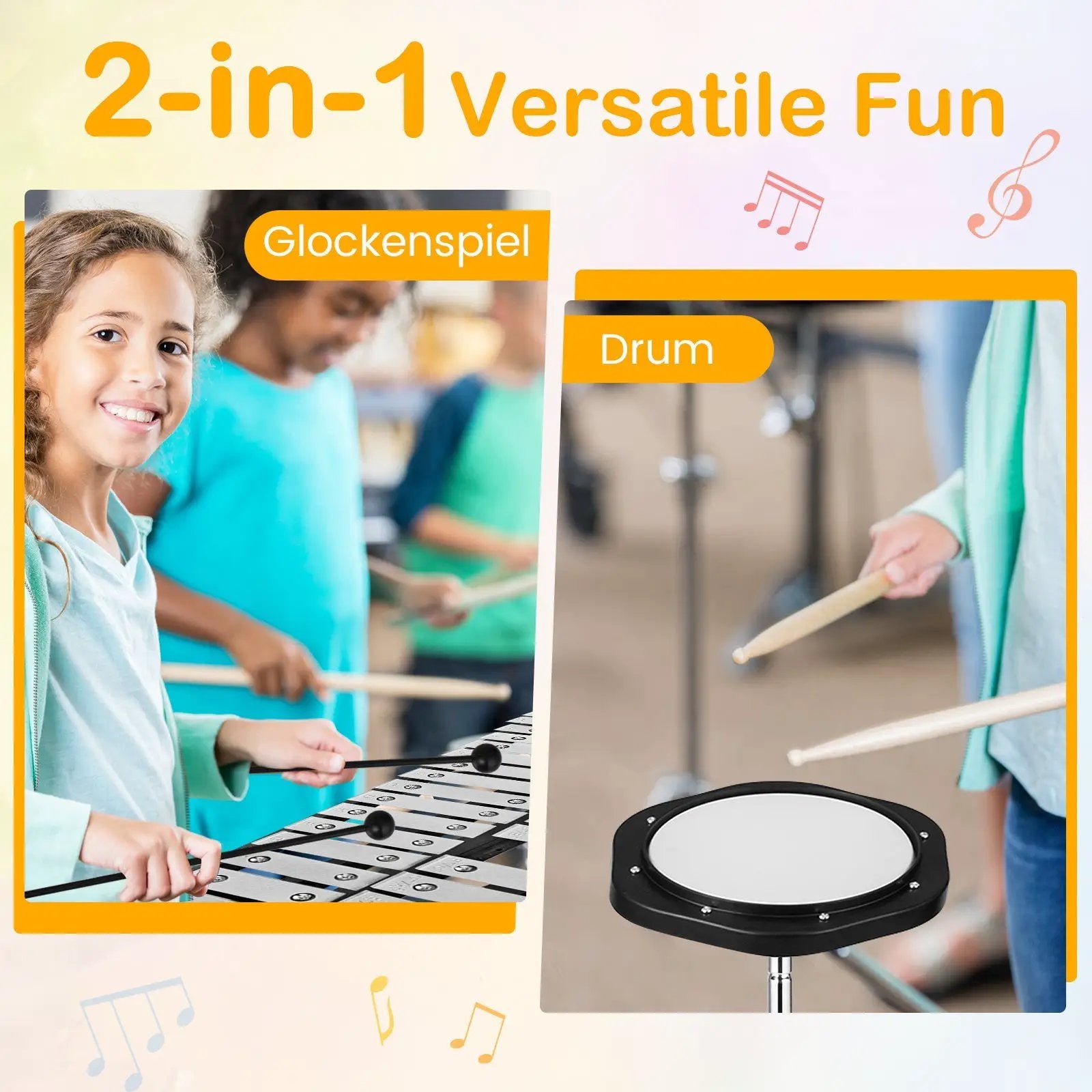 30 Notes Percussion with Practice Pad Mallets Sticks Stand by DirectDeals
