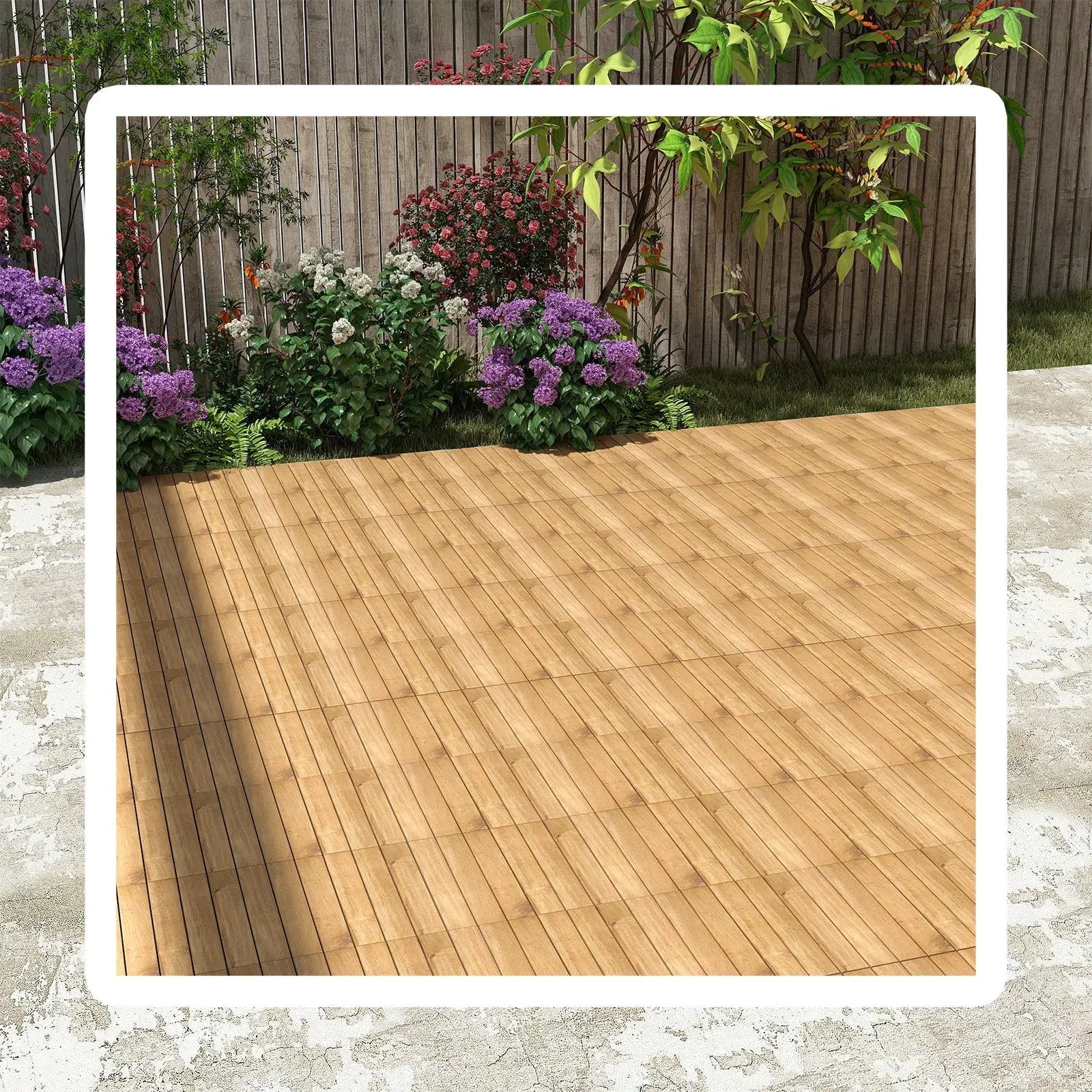 30 PCS Interlocking Deck Tiles 12 x 12 Inch Acacia Wood Patio Tiles with Straight Slats-Natural by DirectDeals