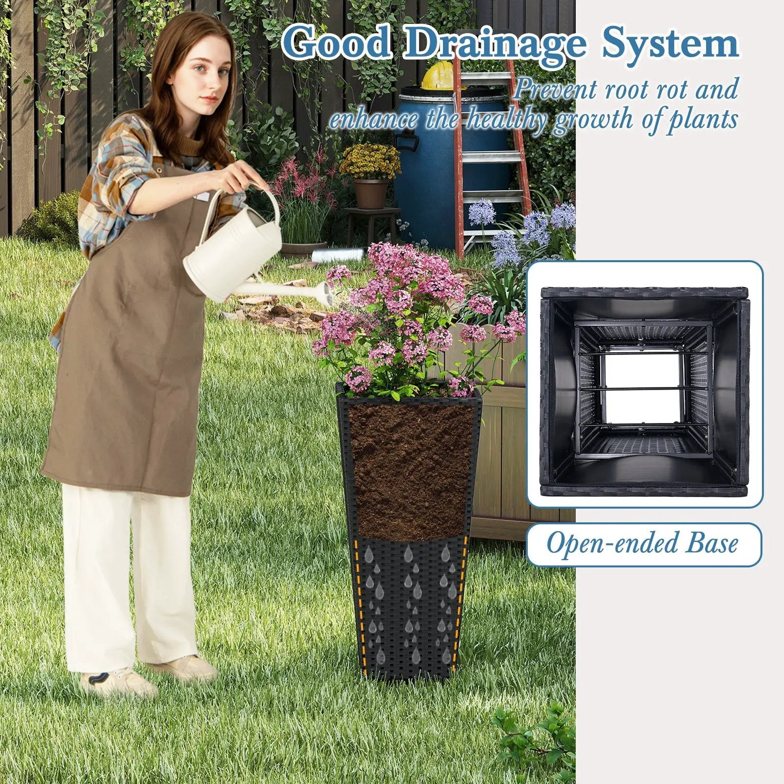 Set of 2 30 Inch Tall Flower Pot with Open-ended Base by DirectDeals