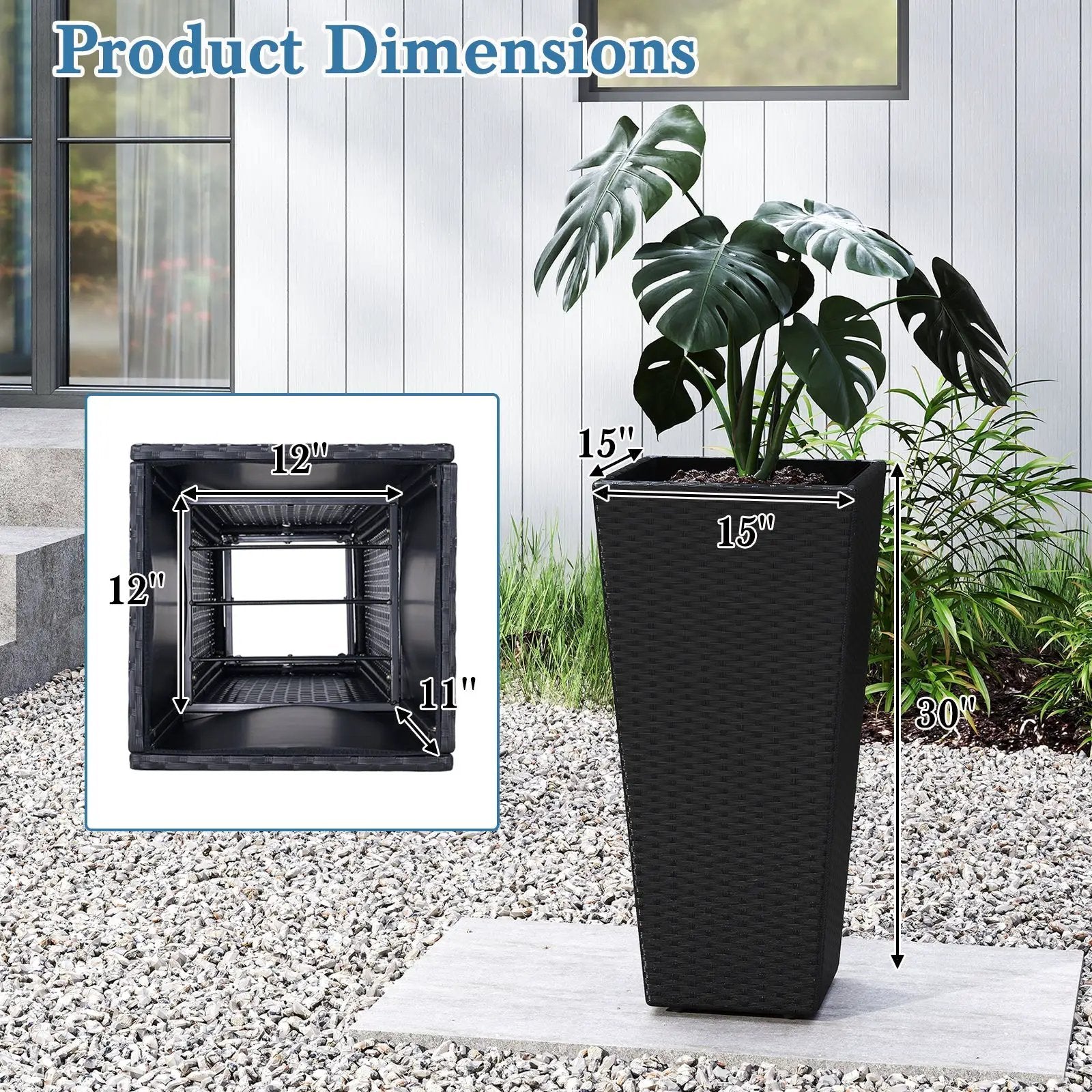 Set of 2 30 Inch Tall Flower Pot with Open-ended Base by DirectDeals