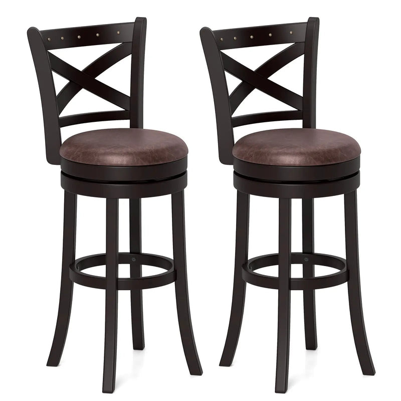 26/30 Inch Swivel Bar Stools Set of 2 Bar Chairs with Padded Seat by DirectDeals