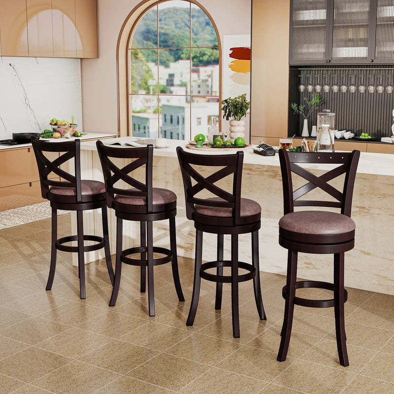 26/30 Inch Swivel Bar Stools Set of 2 Bar Chairs with Padded Seat by DirectDeals