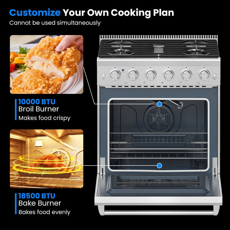 30 Inches 120V Natural Gas Range with 5 Burners Cooktop by DirectDeals