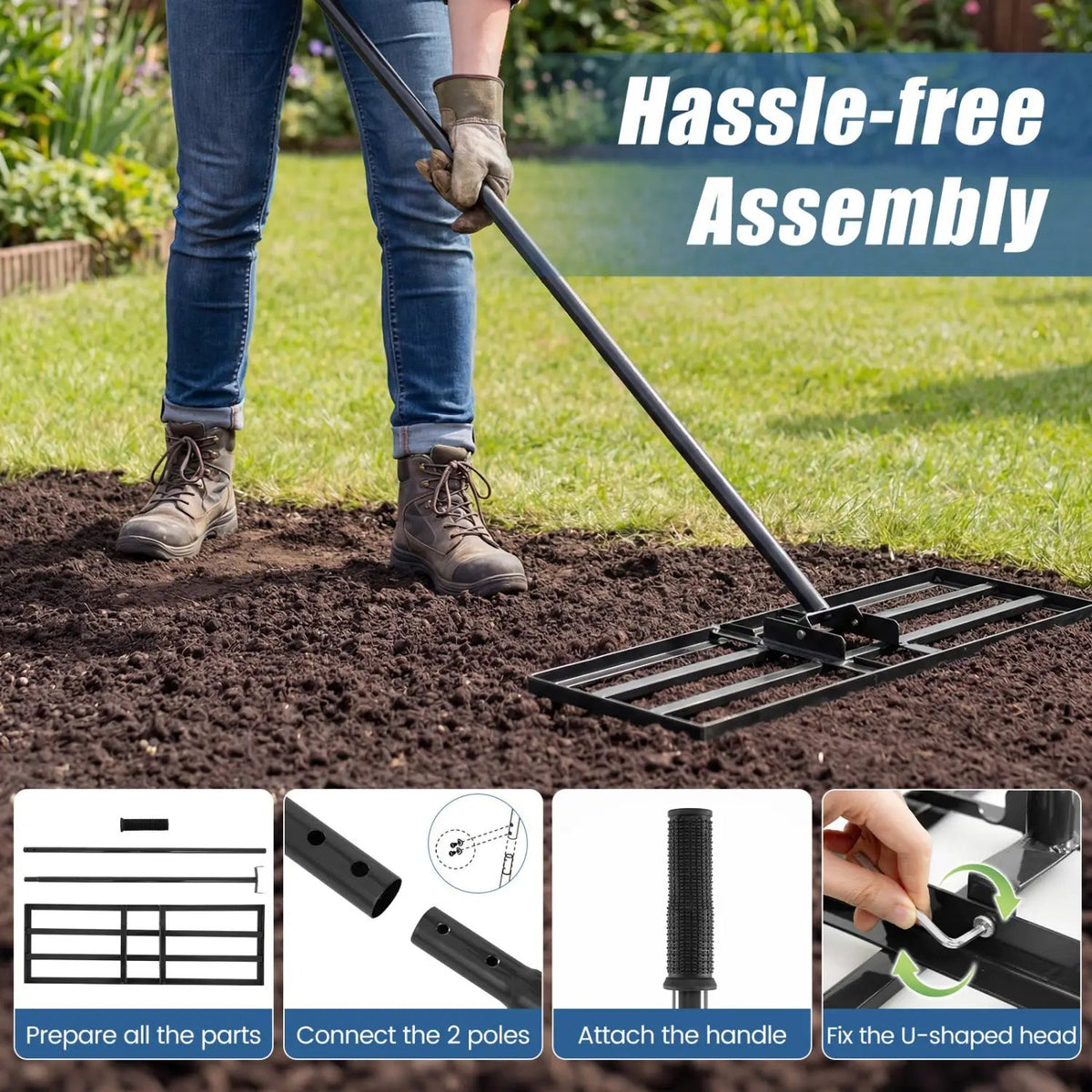 30 x 10 Inch Heavy Duty Lawn Level Tool with 69 Inch Handle, photo 9 of 24