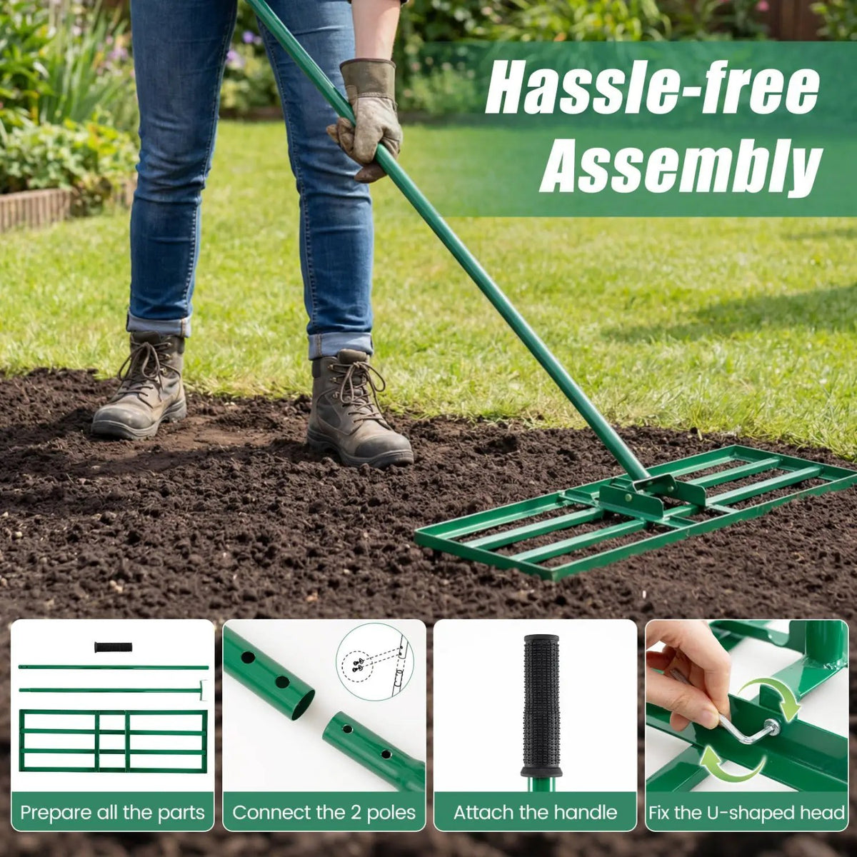 30 x 10 Inch Heavy Duty Lawn Level Tool with 69 Inch Handle, photo 23 of 24