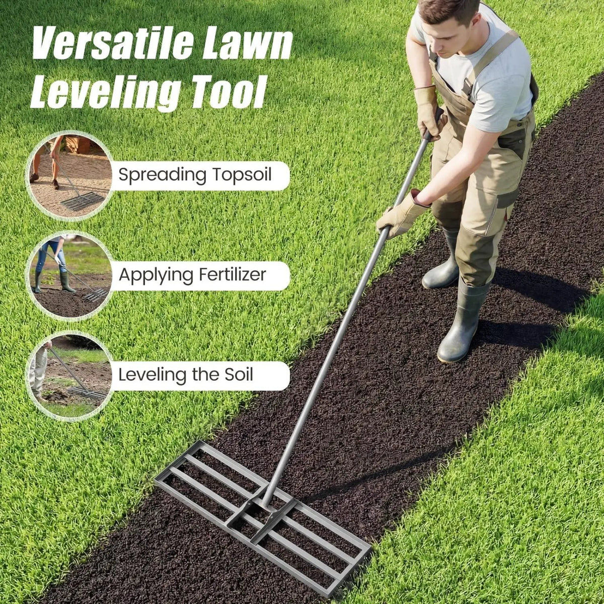30 x 10 Inch Heavy Duty Lawn Level Tool with 69 Inch Handle, photo 15 of 24