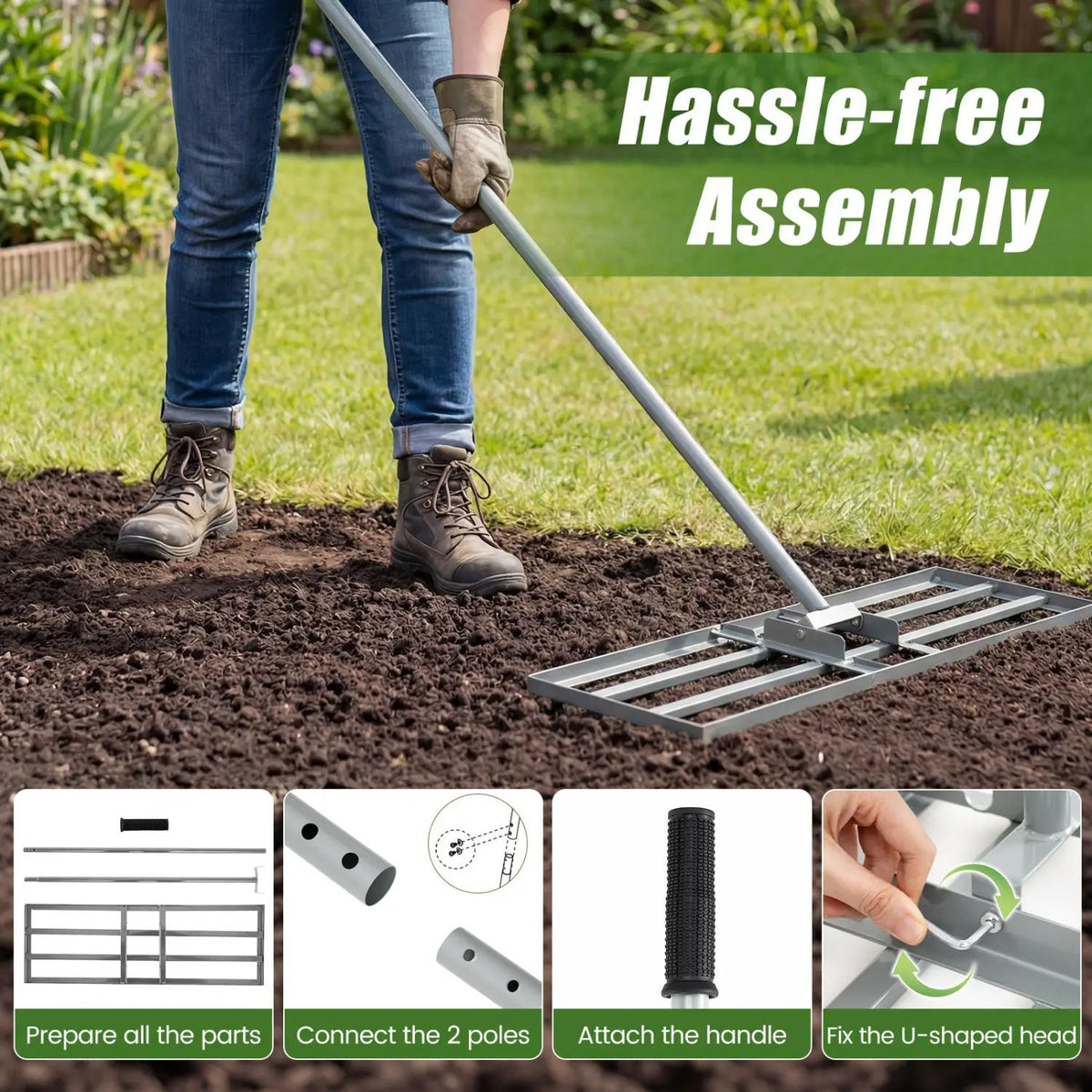 30 x 10 Inch Heavy Duty Lawn Level Tool with 69 Inch Handle, photo 16 of 24