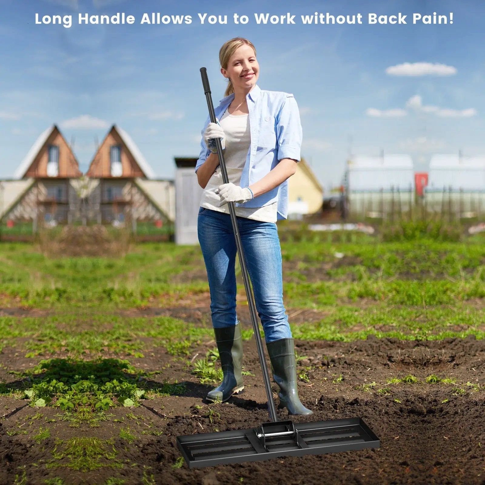30 x 10 Inch Lawn Leveling Rake with Ergonomic Handle by DirectDeals