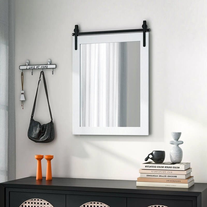 30 x 22 Inch Wall Mount Mirror with Wood Frame by DirectDeals