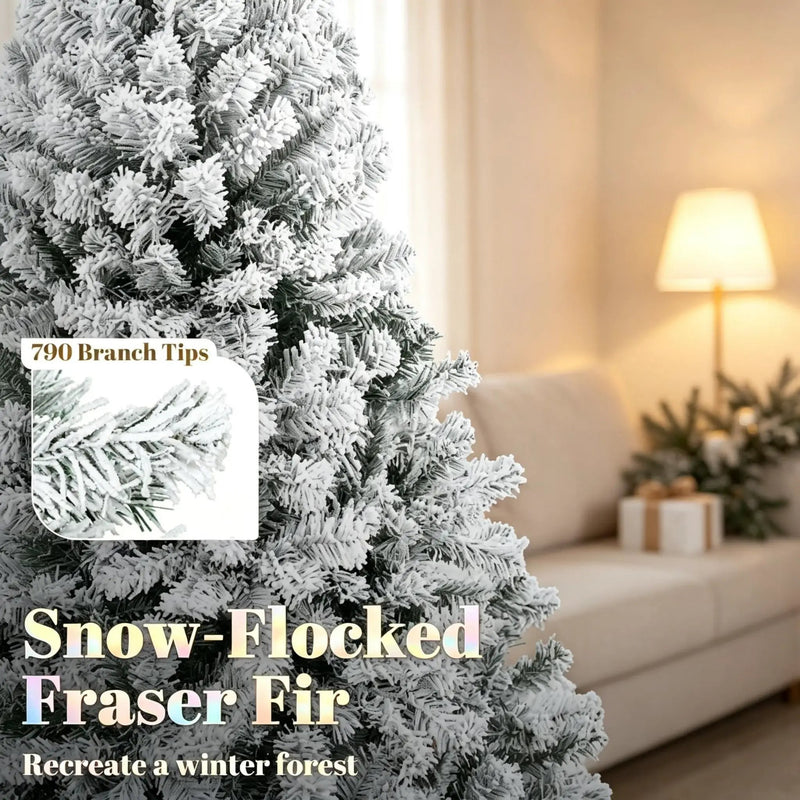6 Ft Pre-Lit Flocked Fraser Fir Artificial Christmas Tree by HouseOfZazla