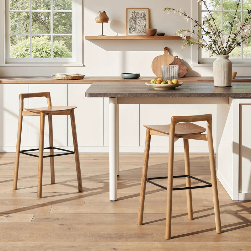 Sven 30" Modern Minimalist Low Back Wood Barstool by HouseOfZazla