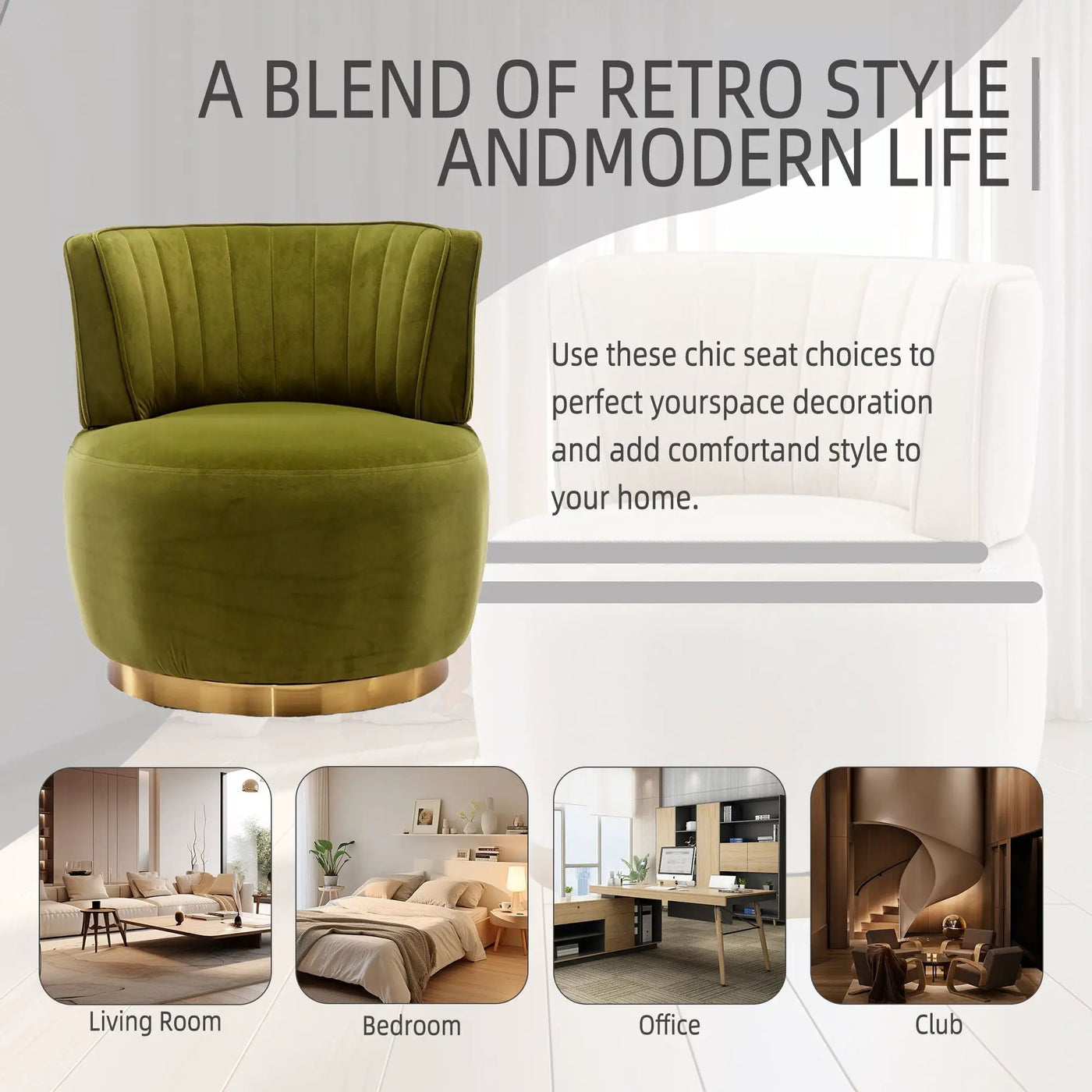 360 Degree Swivel Cuddle Barrel Accent Sofa Chair by Unique Piece Furniture