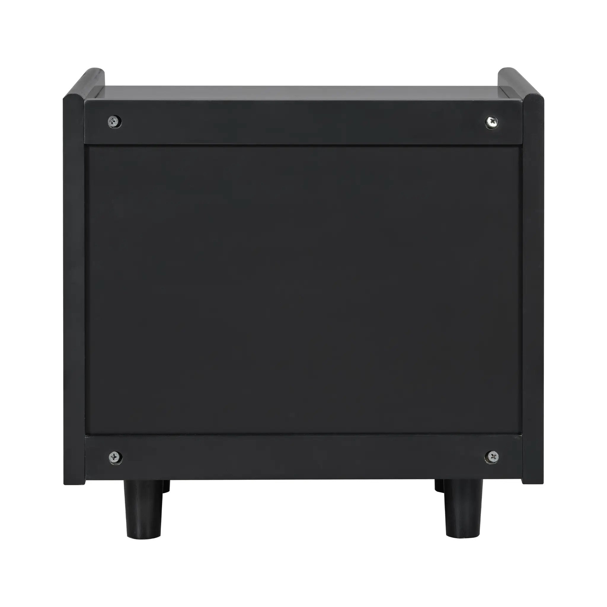 Black Nightstand with Rattan Detail by HouseOfZazla