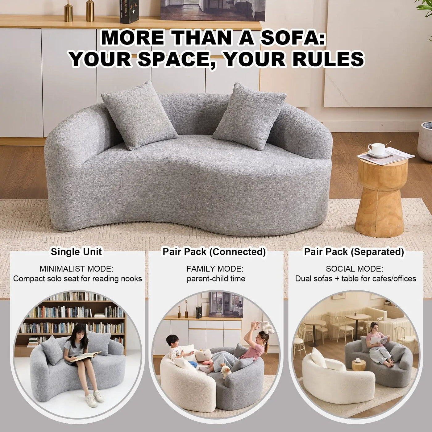 Tai Chi - Curved Dual Depth Loveseat by Unique Piece Furniture