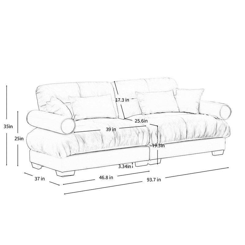 Modern Sofa With Bolstered Armrests And Pillows by Unique Piece Furniture