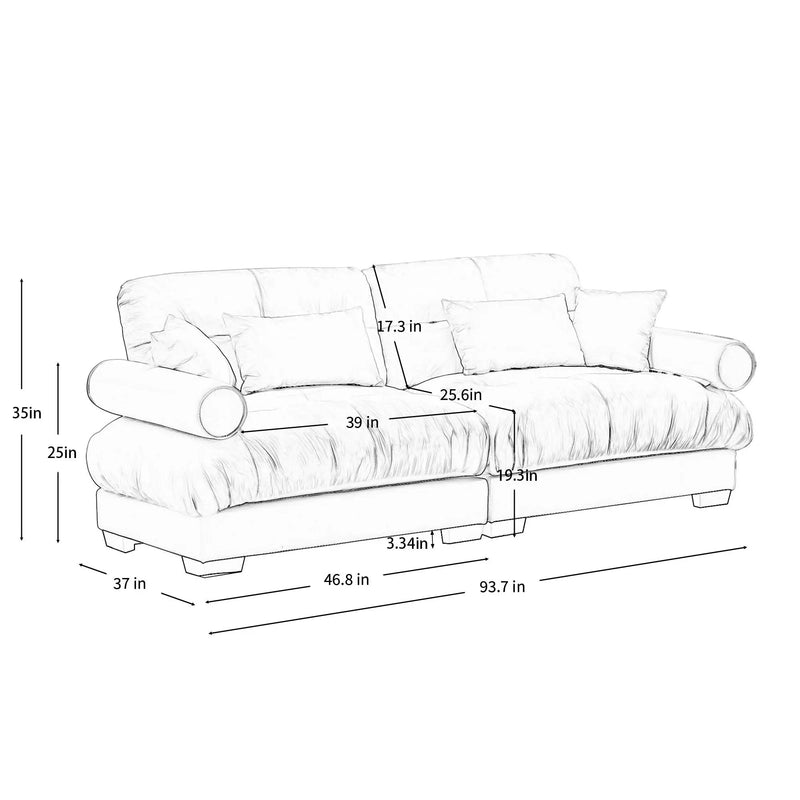 Modern Oversize Sofa With Cloud Like Comfort, Featuring Waist And Throw Pillows by HouseOfZazla