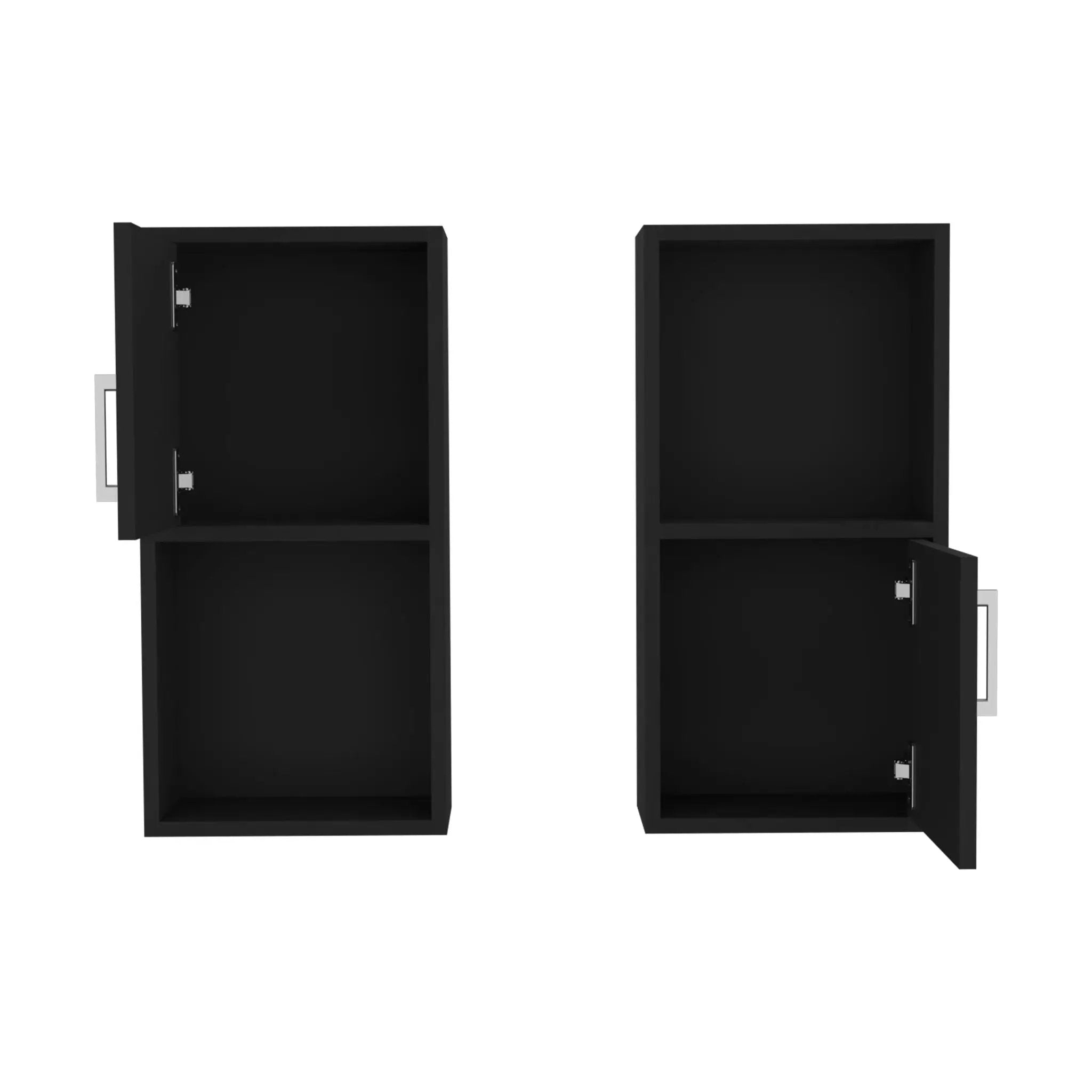 Wall Mounted Bathroom Medicine Cabinet Eak Two Doors, Two Shelves - Black by Unique Piece Furniture