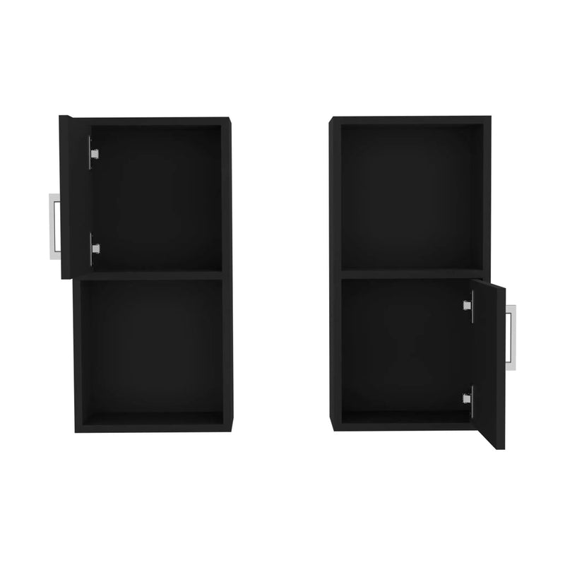 Wall Mounted Bathroom Medicine Cabinet Eak Two Doors, Two Shelves - Black by Unique Piece Furniture