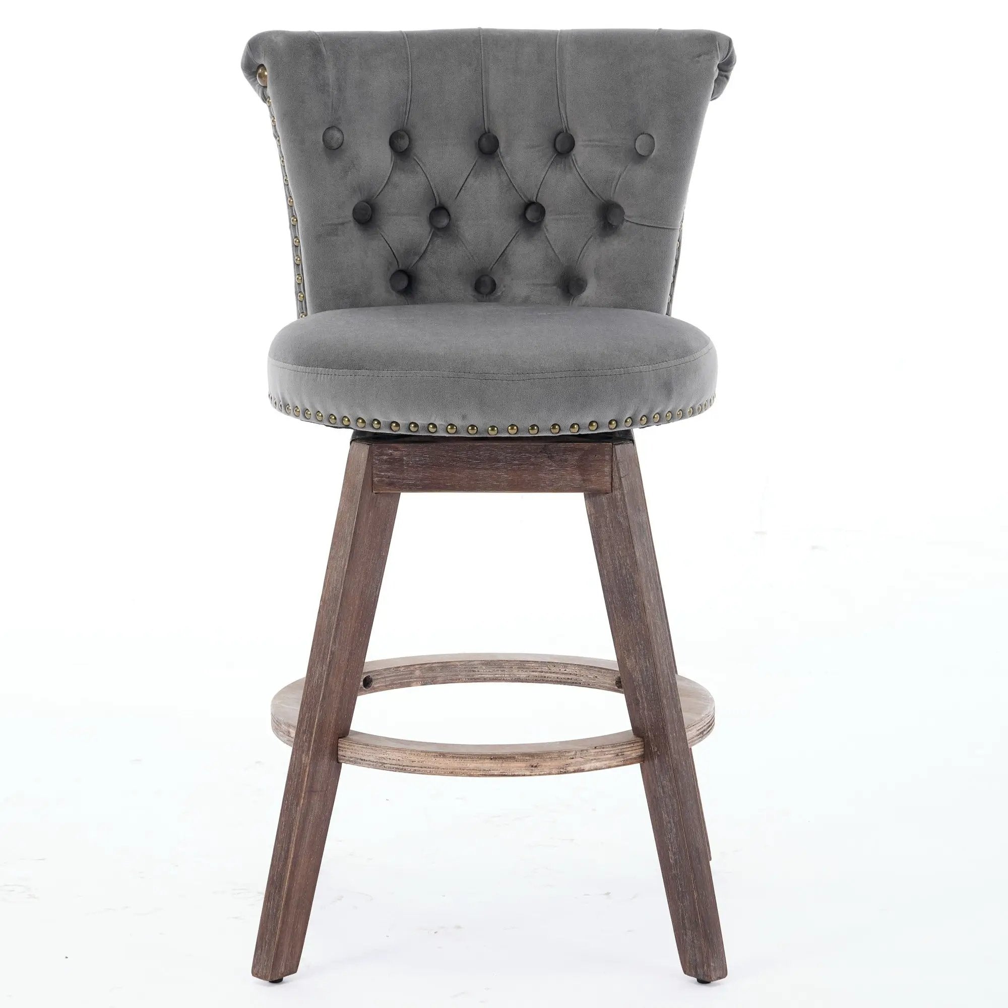 26" Counter Height Bar Stools Set of 2 with 360° Swivel and Velvet Upholstery by HouseOfZazla